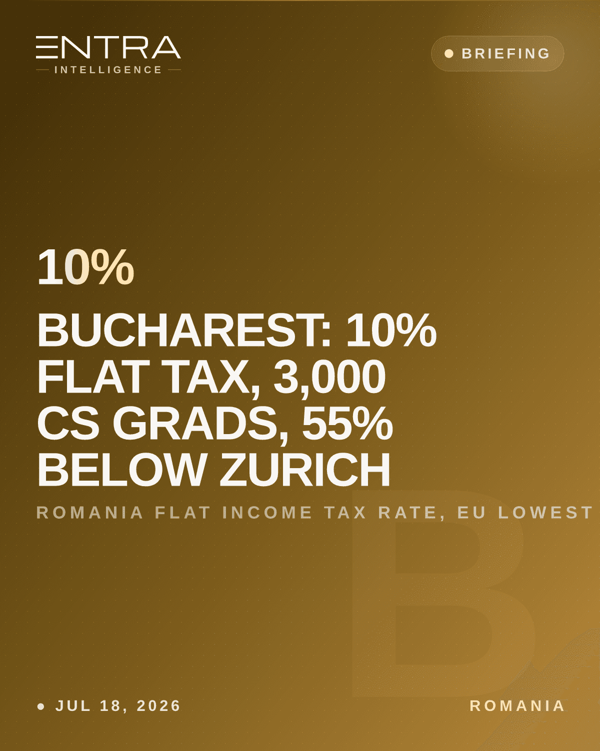 Bucharest: 10% Flat Tax, 3,000 CS Grads, 55% Below Zurich