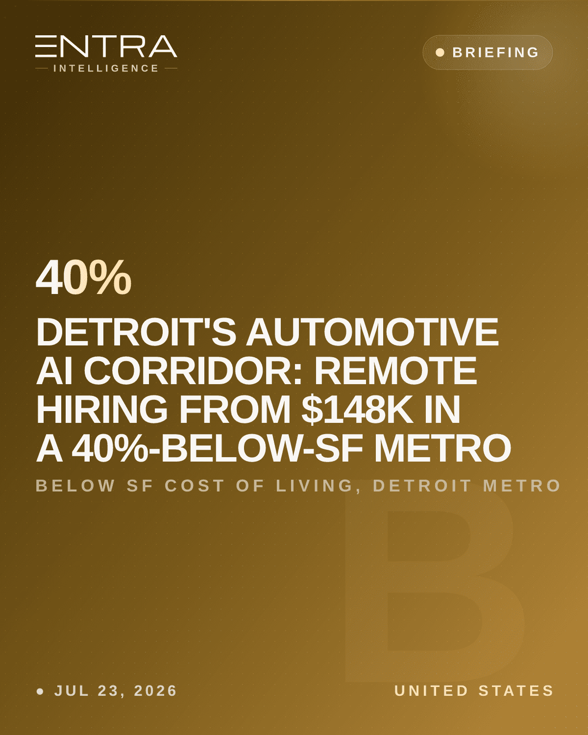 Detroit's Automotive AI Corridor: Remote Hiring from $148K in a 40%-Below-SF Metro