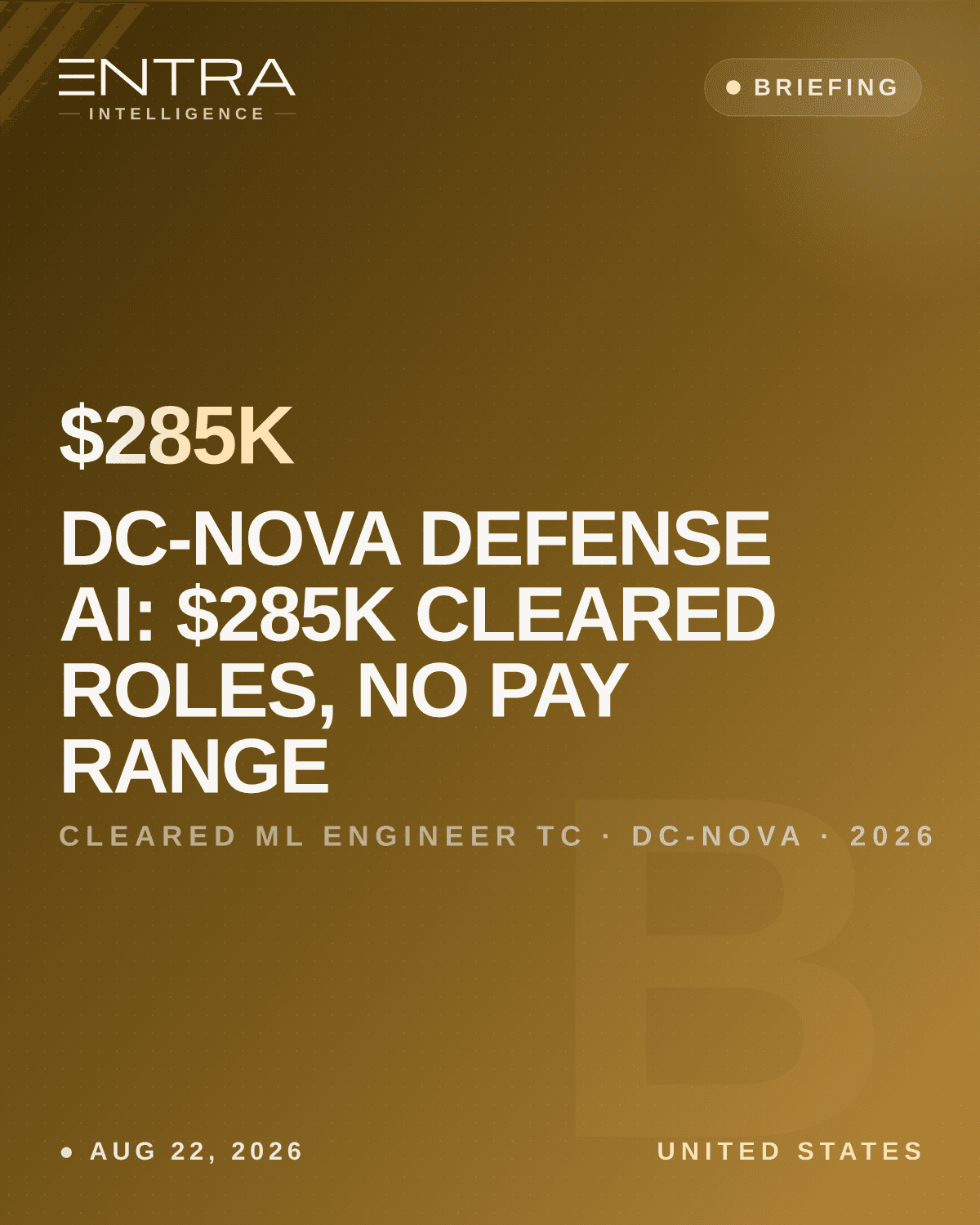 DC-NoVA Defense AI: $285K Cleared Roles, No Pay Range