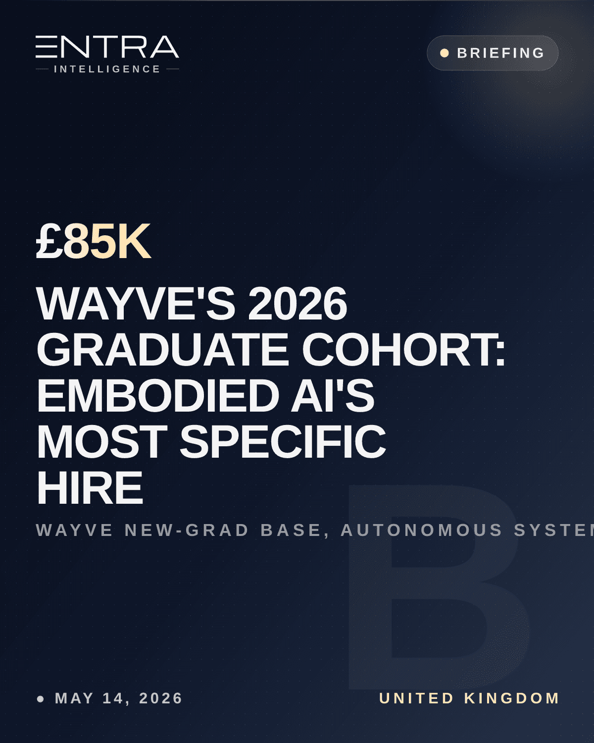 Wayve's 2026 Graduate Cohort: Embodied AI's Most Specific Hire
