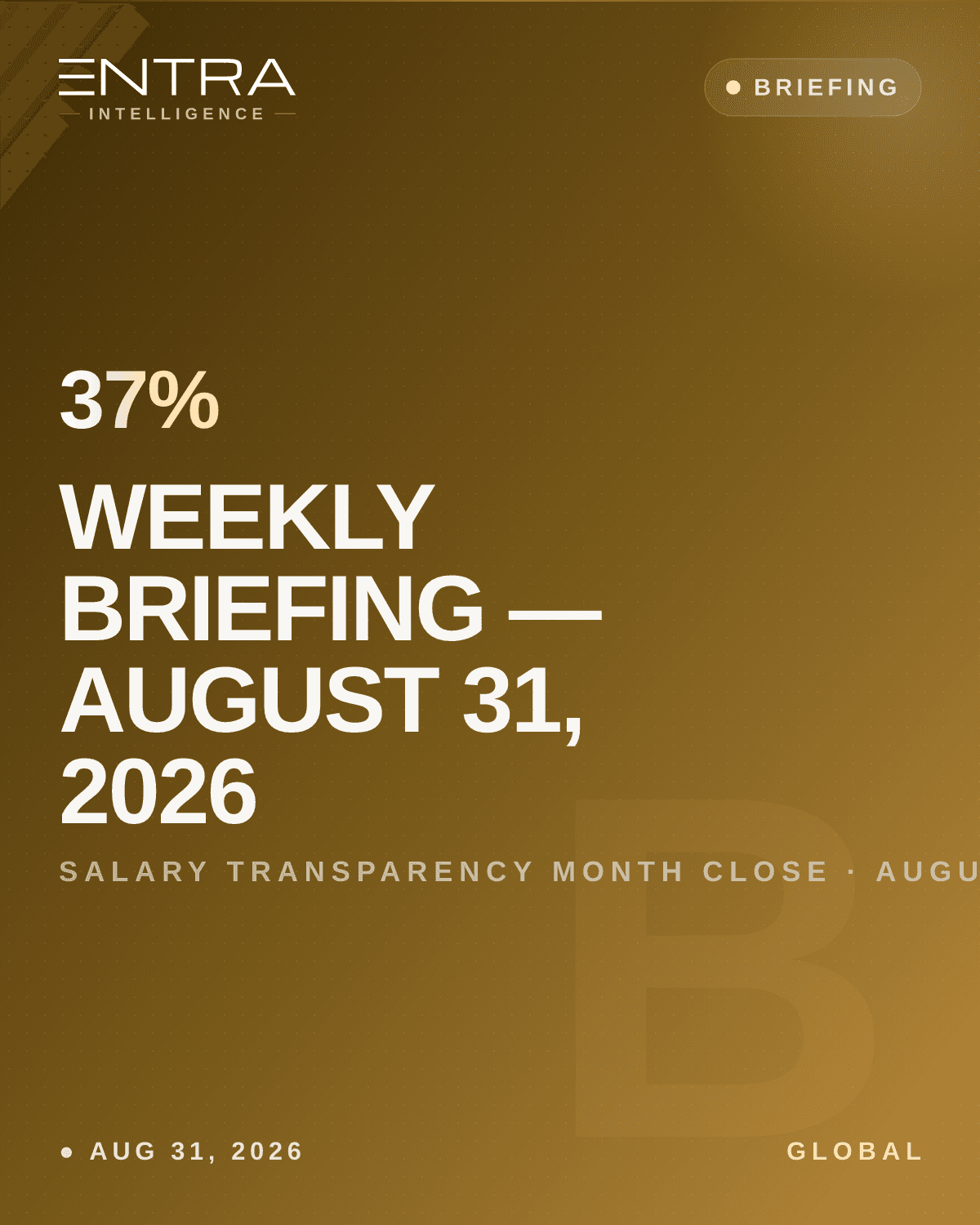 Weekly Briefing — August 31, 2026