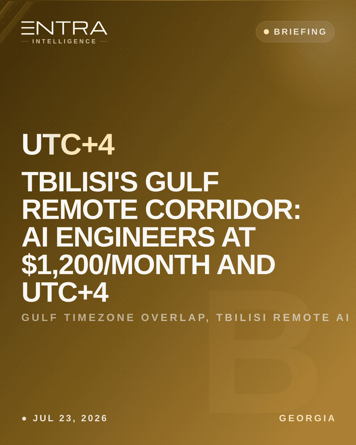 Tbilisi's Gulf Remote Corridor: AI Engineers at $1,200/Month and UTC+4